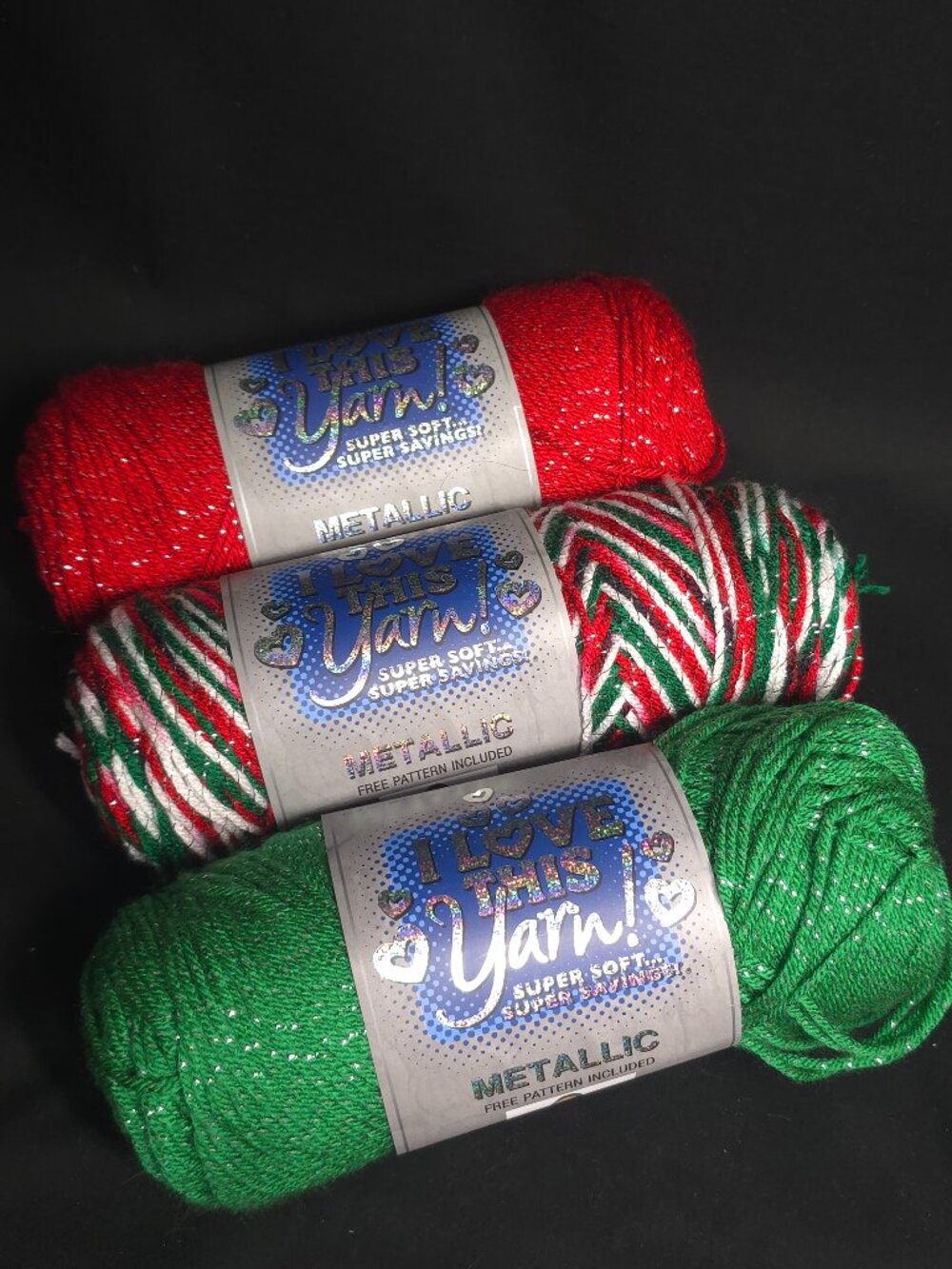 Hobby Lobby I Love This Yarn Metallic Holiday Lot - Set of 3
